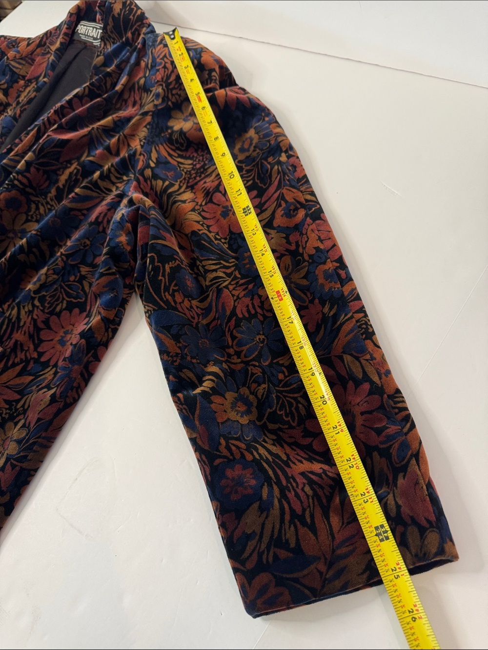 Portrait x de Ball 100% Cotton Velvet Open Front Floral Opera Jacket Made in USA - Picture 15 of 16